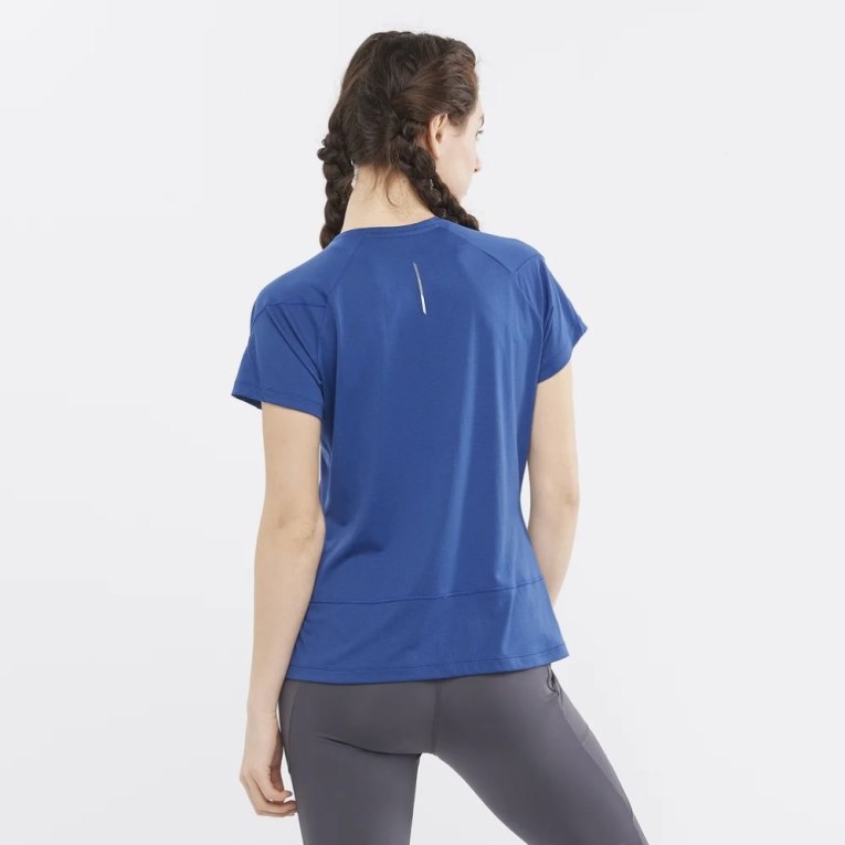 Salomon Cross Run Short Sleeve Women's T-Shirts Blue | CA 36L79